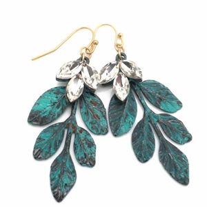Batik Crystal Leaf Earrings